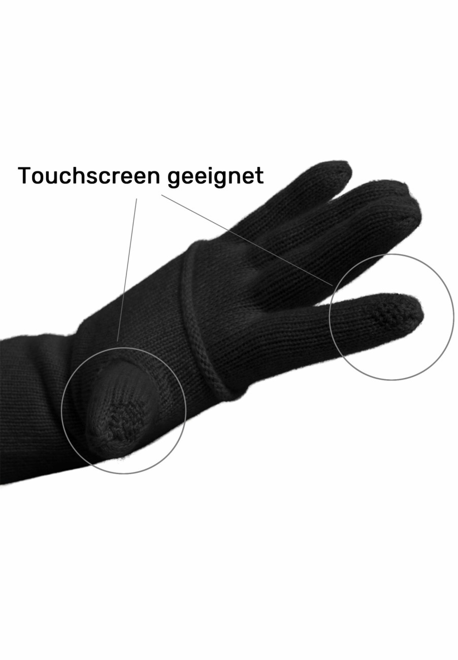 New Kaschmir-Mutze, Handschuh + Schal Mit Geometrischem Muster - Schwarz