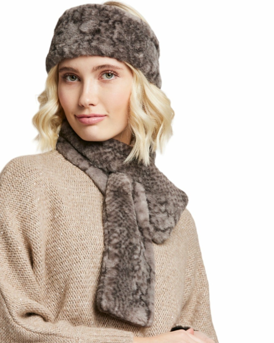 Wholesale Set: Fakefur-Stirnband + Kragen - Grau