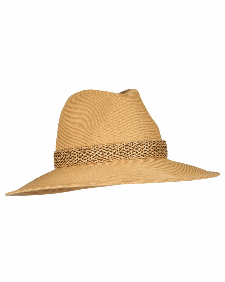 New Groser Fedora Mit Flecht-Pu-Band-Kamel