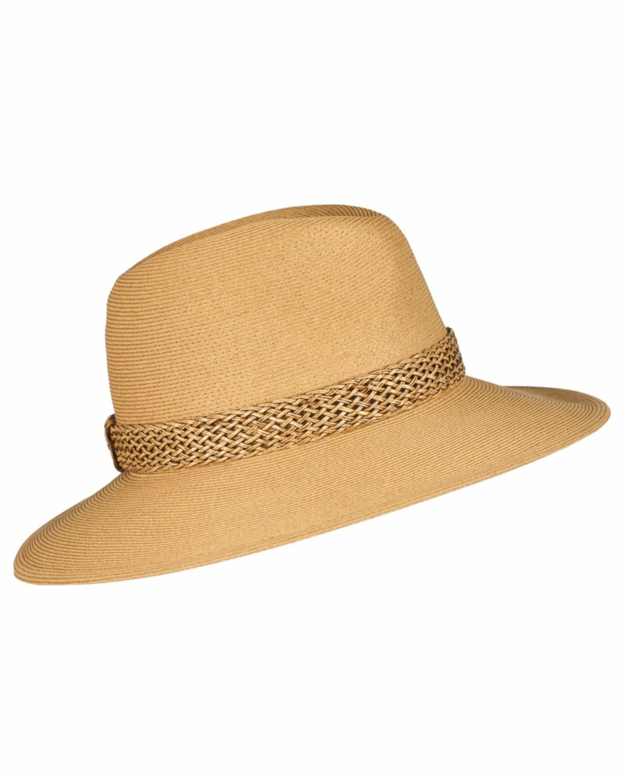 New Groser Fedora Mit Flecht-Pu-Band-Kamel