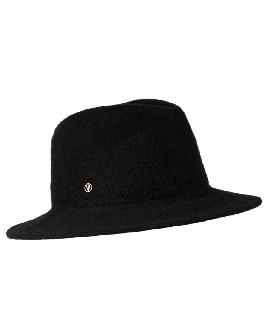 New Damen Woll-Fedora - Schwarz