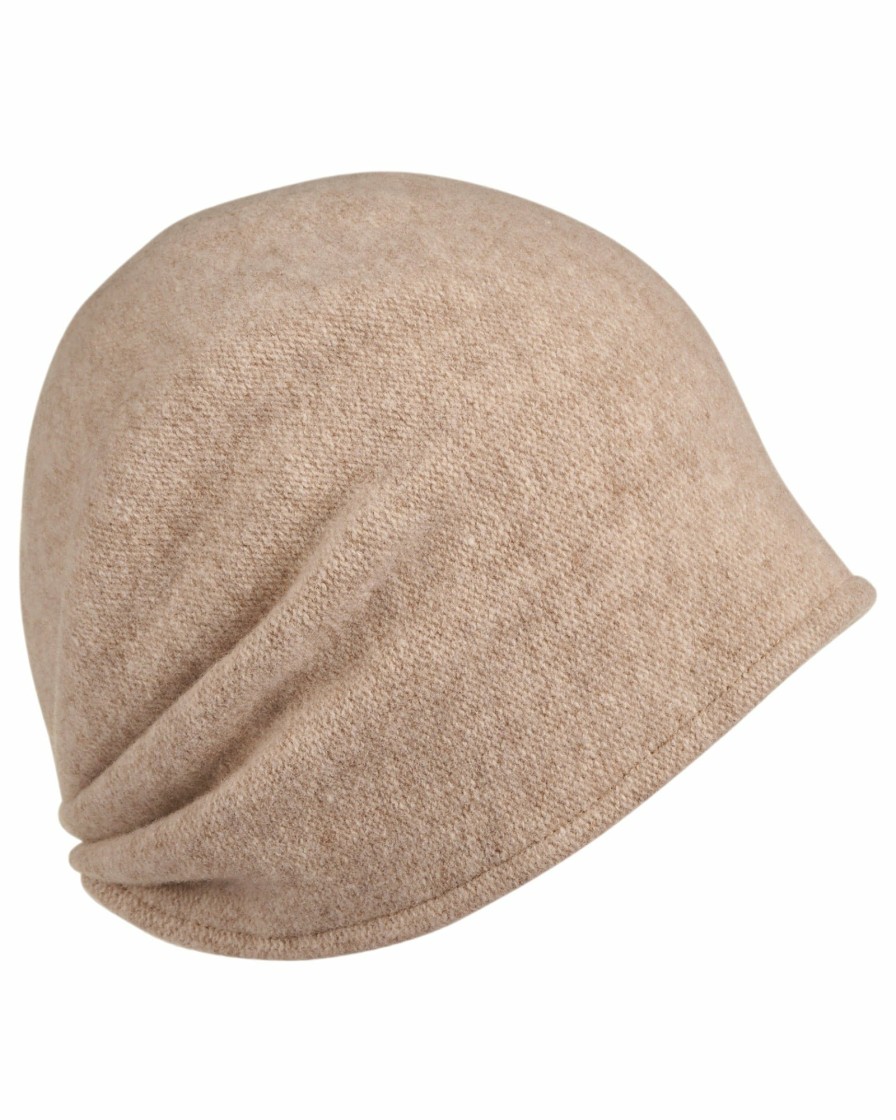 Clearance Woll-Beanie, Hinten Gerafft In Beige Melange