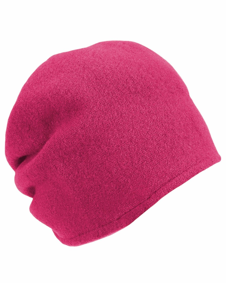 Online Woll-Beanie, Hinten Gerafft In Uni Pink